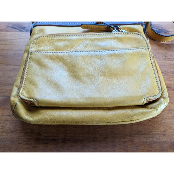 B. Makowsky Organizer Mustard & Brown Genuine Leather Messenger Cross-body bag - Picture 6 of 16